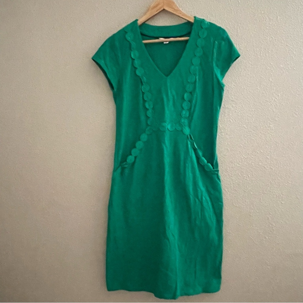 Boden Boden Saskia Jersey Trim Emerald Vibrant Green Midi Dress - Picture 7 of 14